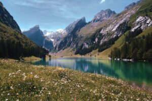 Beautiful natural landscape of Appenzell, Switzerland, with rolling green hills and stunning alpine scenery.